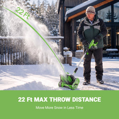 Vibekio 20V Electric Snow Shovel, 12" Brushless Snow Blower，Battery & Quick Charger Included