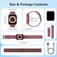 IOWODO Smart Watch for Women and Men, 1.91'' Bluetooth Calling Digital Watch, Fitness Tracker, 100+ Sports Modes, IP68 Waterproof, Android iPhone Compatible, Purple