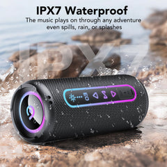 Portable Bluetooth Speaker, 30W Loud Sound, Deep Bass, Bluetooth 5.4, LED Lights, IPX7 Waterproof, Wireless Stereo Pairing, 30H Playtime, for Home/Outdoor/Party/Beach, Birthday Gift (Black)