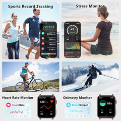 IOWODO Smart Watch for Women and Men, 1.91'' Bluetooth Calling Digital Watch, Fitness Tracker, 100+ Sports Modes, IP68 Waterproof, Android iPhone Compatible, Purple