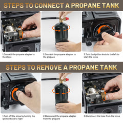 Cityout Dual Fuel Portable Camping Stove, Propane & Butane Gas Stove with Carrying Case for Emergencies, Outdoor BBQ