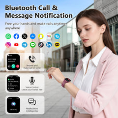 IOWODO Smart Watch for Women and Men, 1.91'' Bluetooth Calling Digital Watch, Fitness Tracker, 100+ Sports Modes, IP68 Waterproof, Android iPhone Compatible, Purple