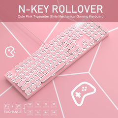 MageGee Retro Punk Backlit USB Gaming Keyboard, Pink