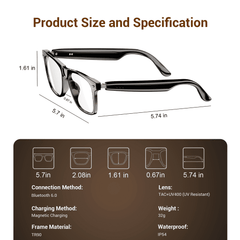 LUOMATE Smart Bluetooth Glasses with Photochromic Lenses for Men and Women - UV/Blue Light Protection, Voice Assistant, Hands-Free Calls, Music Playback, Lightweight for Business & Travel