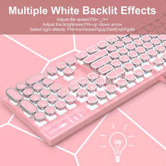 MageGee Retro Punk Backlit USB Gaming Keyboard, Pink