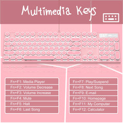 MageGee Retro Punk Backlit USB Gaming Keyboard, Pink