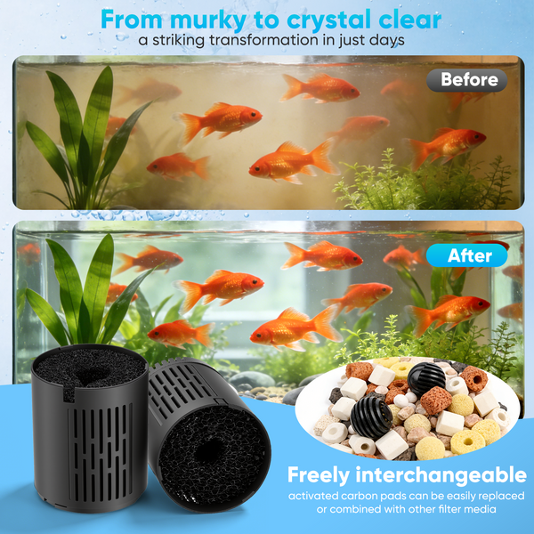 ALILYY Aquarium Filter U-V for 55-200 Gallon Tank, 500 GPH Fish Tank Filter, Submersible Powerful Pump Filter for Turtle Tank Saltwater Freshwater Crystal Clear
