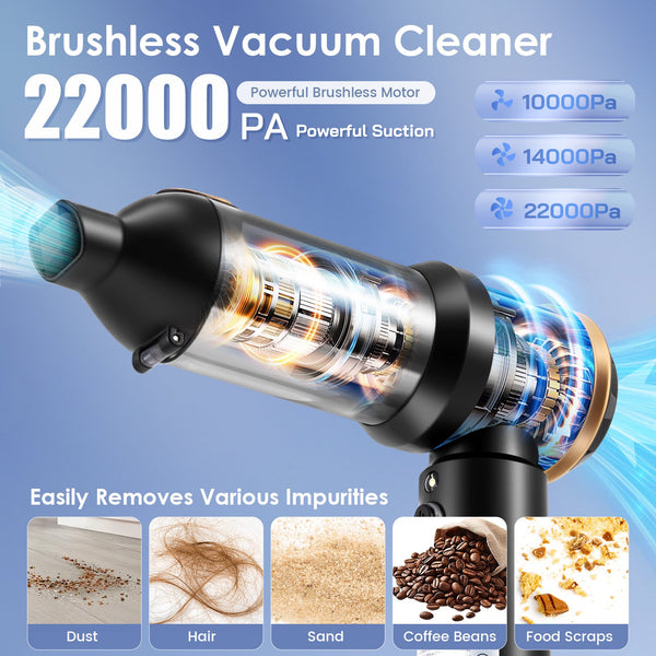 ALILYY Car Vacuum Cleaner,22000PA Cordless Car Vacuum 4 in 1 Handheld Vacuum for Car with Compressed Air Duster & Air Blower & Pump Hand Held Vacuum for Car,Home,Office,Camping,Black