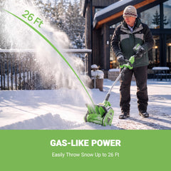 Vibekio 13.5" Electric Snow Shovel, 40V Brushless Snow Shovel, Includes 4.0 Ah Battery and QuickCharger, Cordless Snow Blower with Directional Plate & Adjustable Front Handle